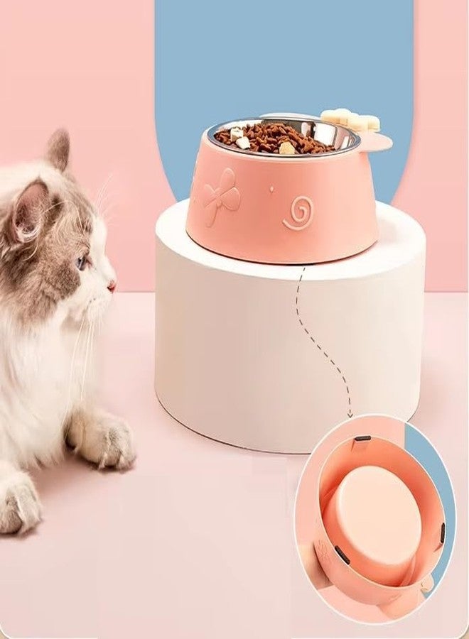 TGOPIT أوعية طعام مرتفعة للقطط من TGOPIT، قطعة واحدة، وعاء طعام للقطط من الفولاذ المقاوم للصدأ مائل بزاوية 15 درجة، وعاء طعام للقطط مانع للانسكاب ومضاد للتقيؤ، أوعية طعام قابلة للفصل للجراء والقطط الصغيرة والأرانب (وردي) - Image 3